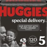 Hypoallergenic Baby Diapers Size 5 (27+ lbs), Huggies Special Delivery, Fragrance Free, Safe for Sensitive Skin, 120 Ct